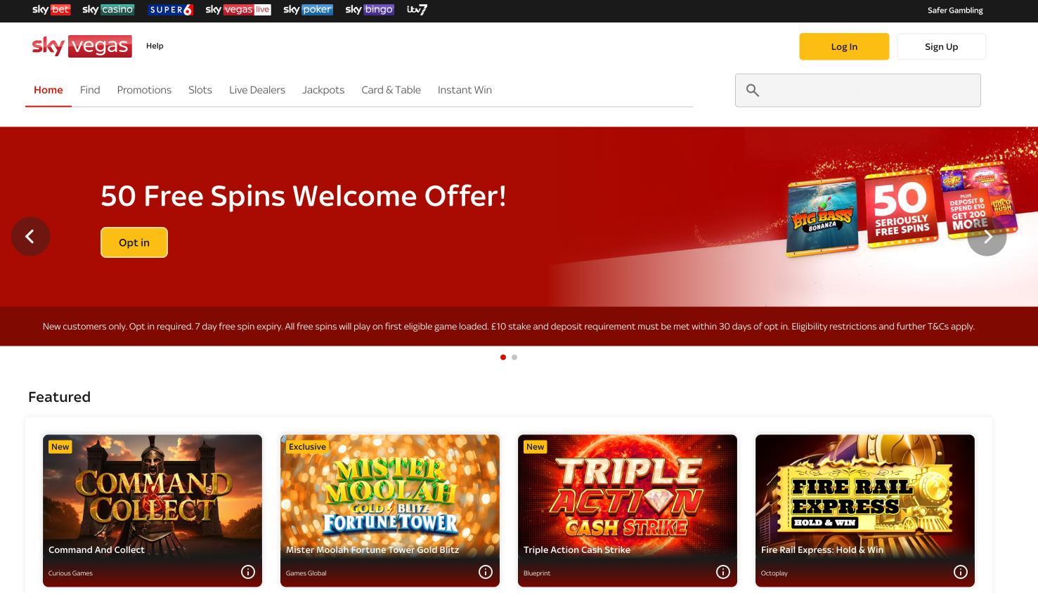 Screenshot of Sky Vegas lobby